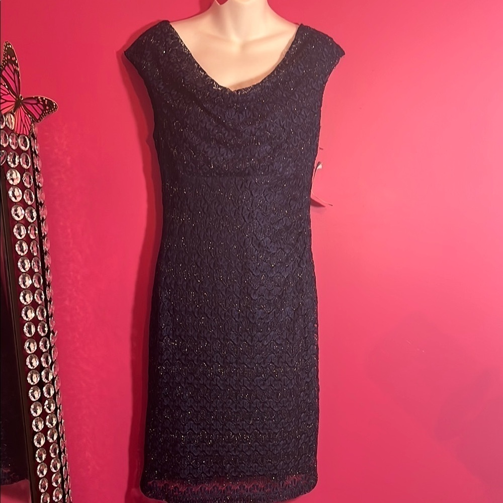Navy lace party dress